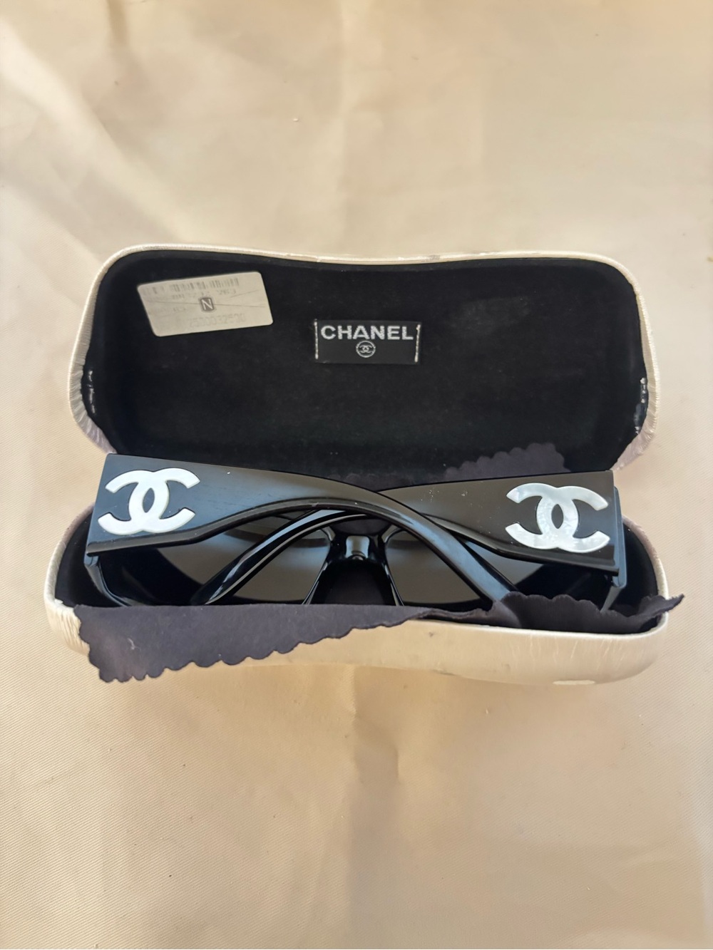 CHANEL Black Sunglasses with White Double-C Logos